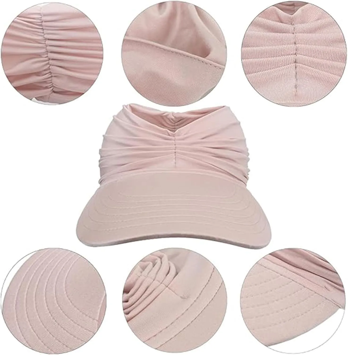 Peshoriadm Summer Women’s Sun Hat, Elastic Top Ponytail Cap with Adjustable Wide Brim Visor for Outdoor Sports & Travel