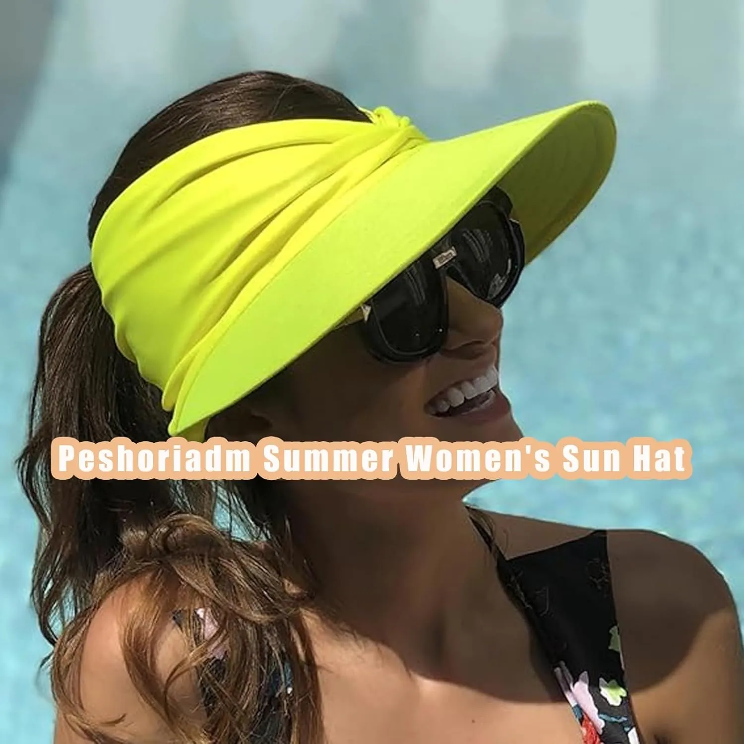 Peshoriadm Summer Women's Sun Hat, Peshoriadm Elastic Top Ponytail Sun Beach Hats, Beach Travel Sun Wide Brim Cap