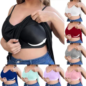 Plus Size Tank Tops with Built in Bra for Women Padded Sexy Camisole Shelf Bras Casual Basic Undershirt 2025