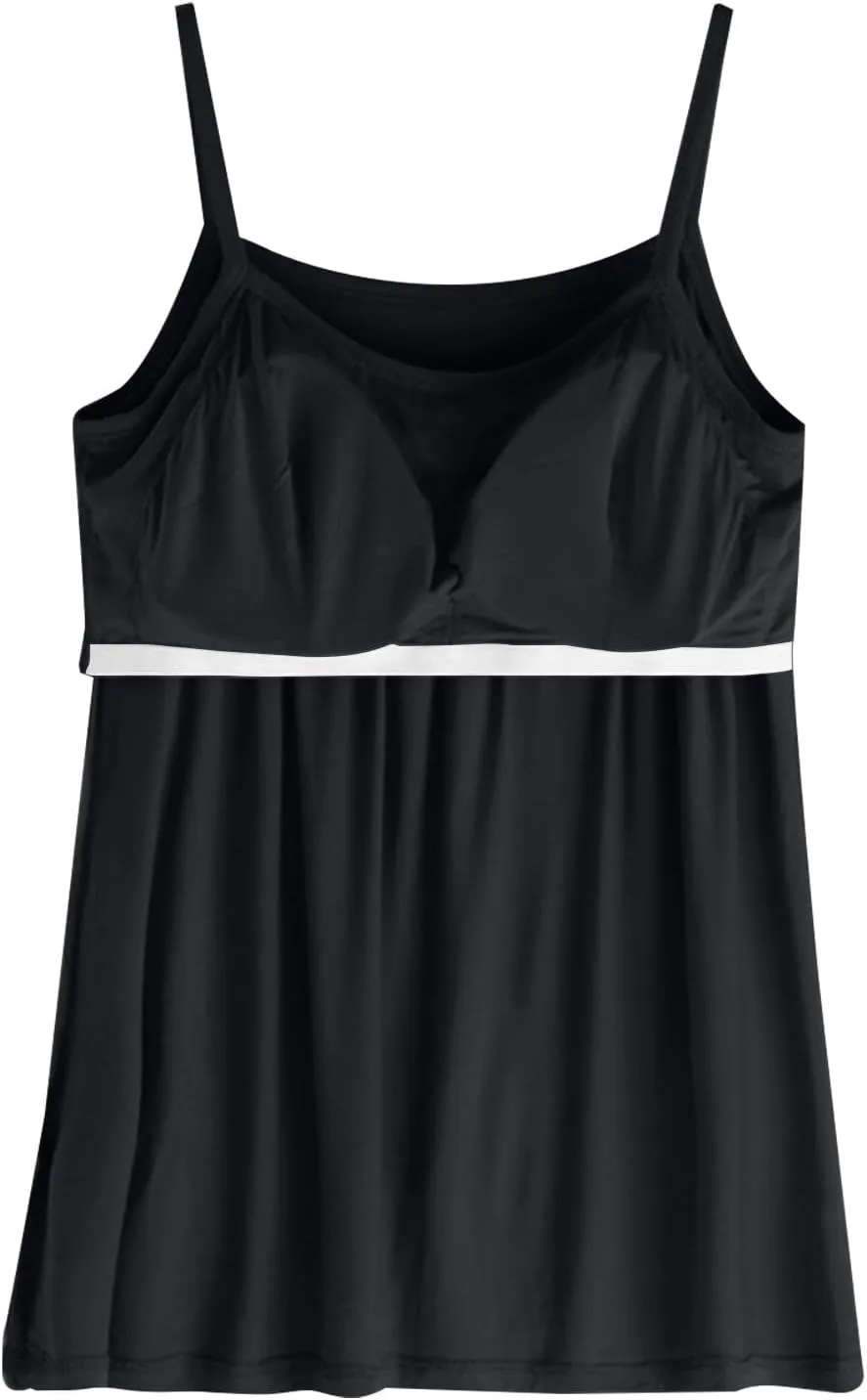 Plus Size Tank Tops with Built in Bra for Women Padded Sexy Camisole Shelf Bras Casual Basic Undershirt 2025