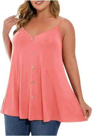 Plus Size Tank Tops Womens Trendy V Neck Cami Shirts Casual Sleeveless Tee Blouses Cute Clothes Loose Fit Flowy Tunics