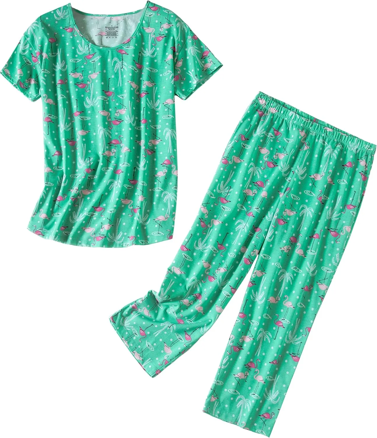 PNAEONG Women’s Pajama Set - Sleepwear Tops with Capri Pants Casual and Fun Prints Pajama Sets SY215-Purple-XL