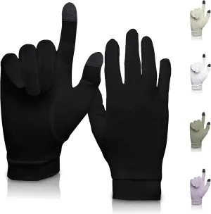 Pure Silk Glove Liners | Soft & Comfortable | Touchscreen Thermal Gloves | Natural Wear | Unisex | With Wash Bag