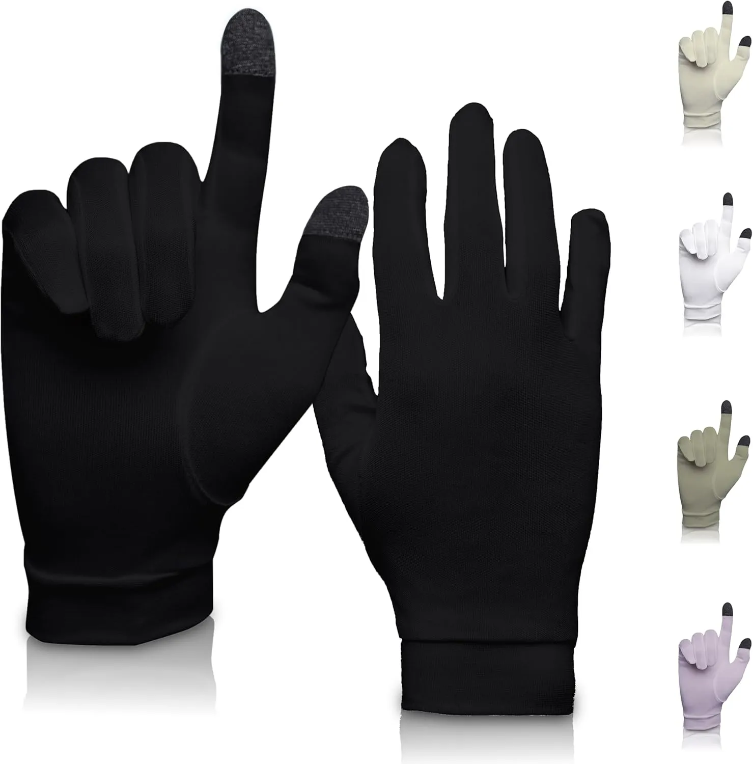 Pure Silk Glove Liners | Soft & Comfortable | Touchscreen Thermal Gloves | Natural Wear | Unisex | With Wash Bag