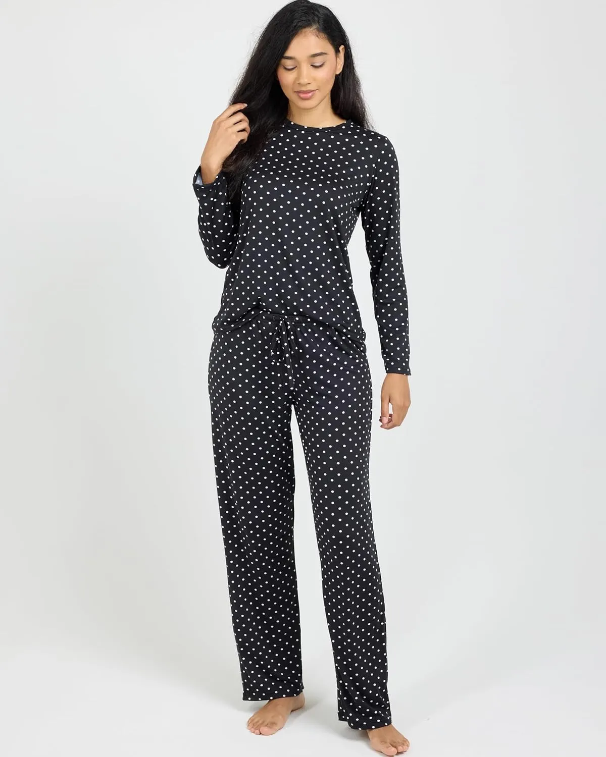 Real Essentials 2 Pack: Women's Pajama Set - Choose from Short Sleeve with Pocket or Long Sleeve without Pocket