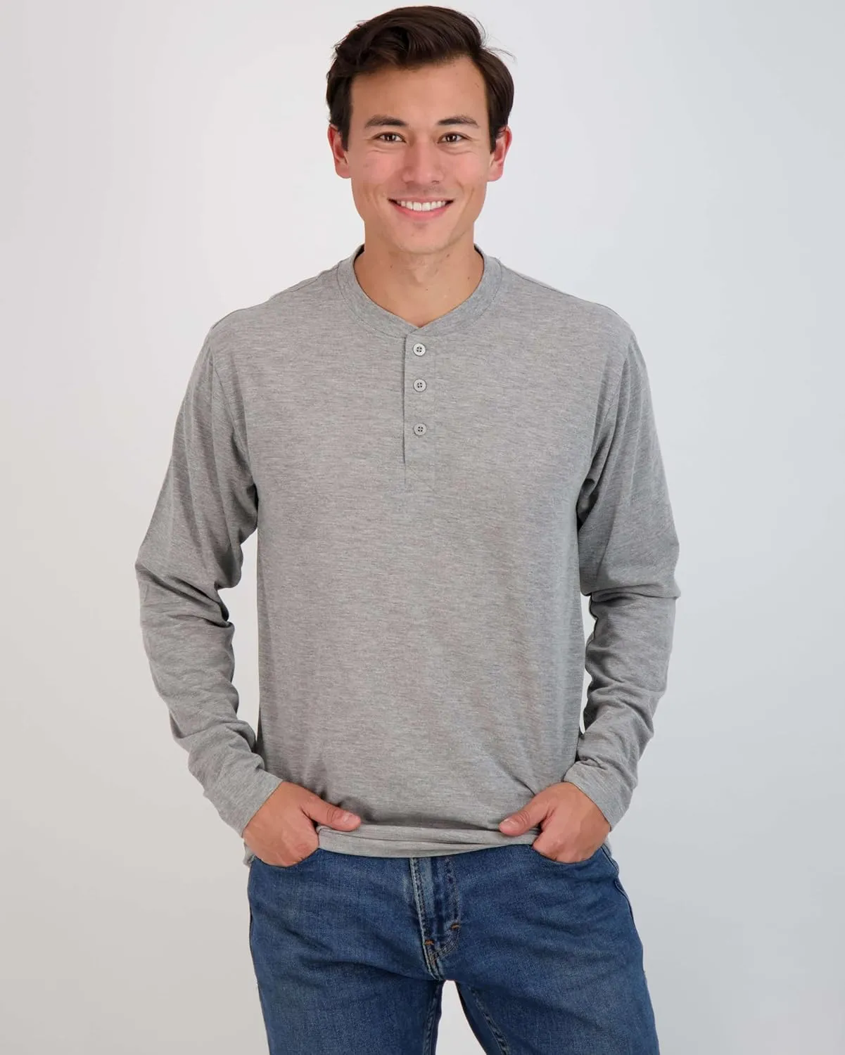 Real Essentials 3 Pack: Men's Cotton Short & Long Sleeve Henley T-Shirt Performance Activewear (Available in Big & Tall)