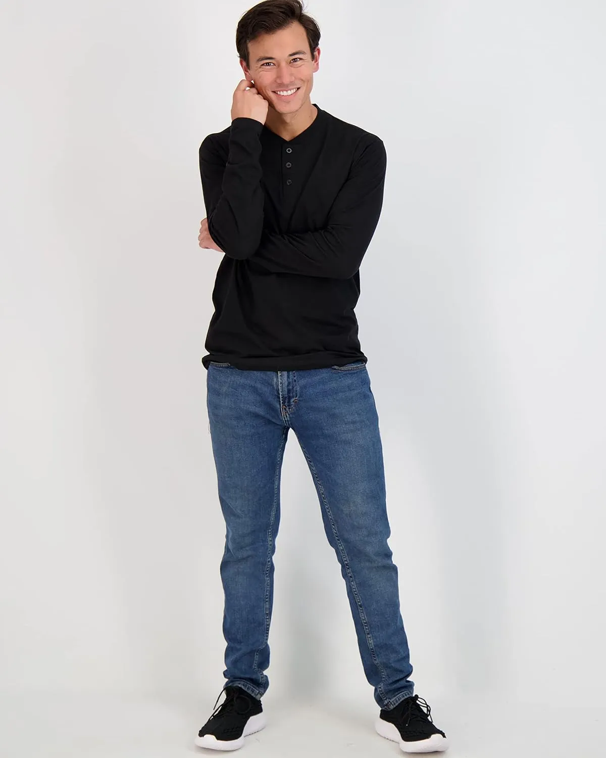 Real Essentials 3 Pack: Men's Cotton Short & Long Sleeve Henley T-Shirt Performance Activewear (Available in Big & Tall)