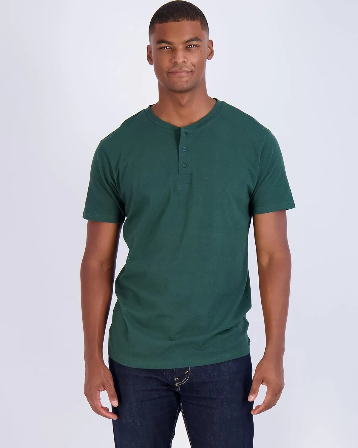 Real Essentials 3 Pack: Men's Cotton Short & Long Sleeve Henley T-Shirt Performance Activewear (Available in Big & Tall)