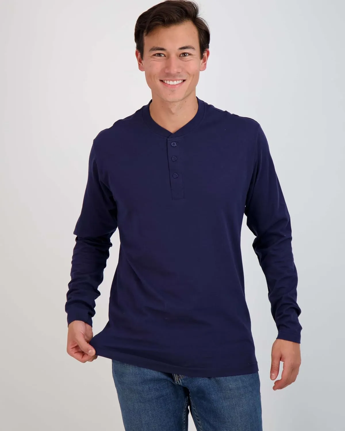 Real Essentials 3 Pack: Men's Cotton Short & Long Sleeve Henley T-Shirt Performance Activewear (Available in Big & Tall)