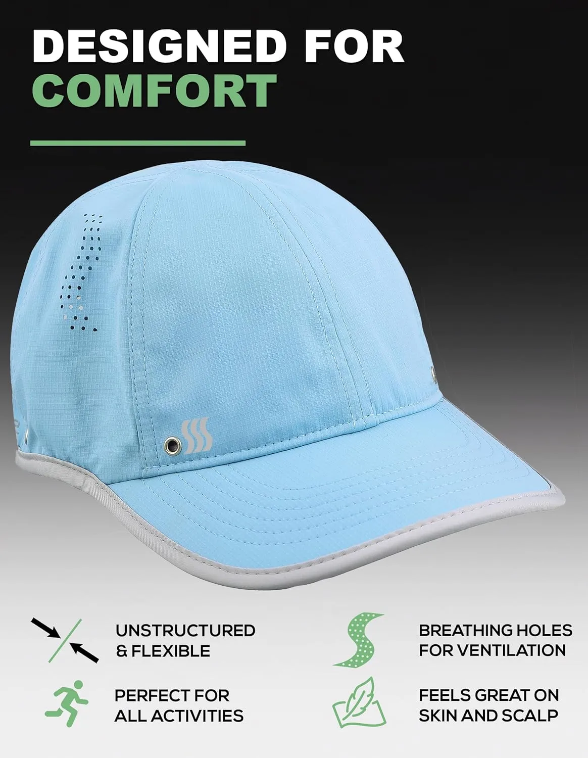 SAAKA Featherlight Sports Hat. Lightweight, Quick Drying. Running, Tennis & Golf Cap for Women & Girls