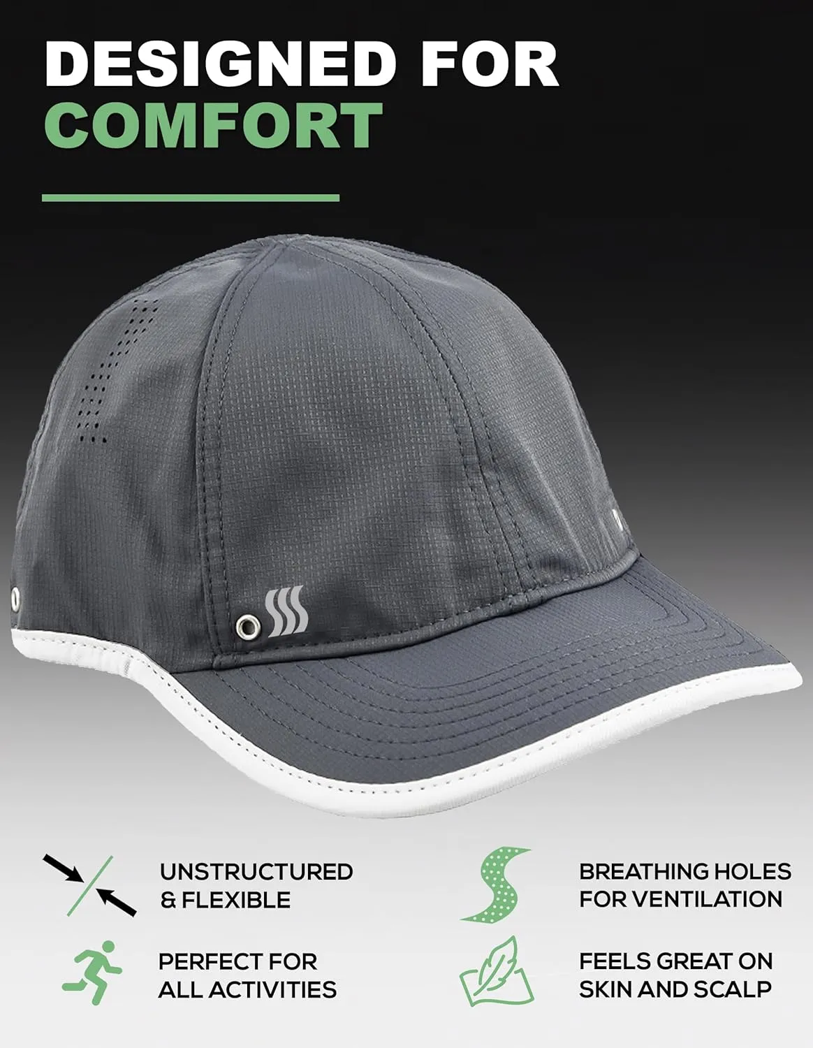 SAAKA Featherlight Sports Hat. Lightweight, Quick Drying. Running, Tennis & Golf Cap for Women & Girls