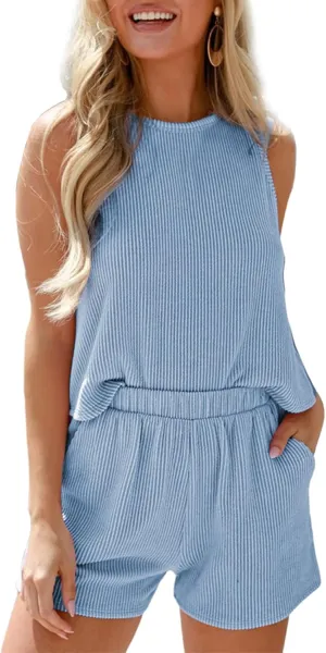 SHEWIN Women's Summer 2 Piece Outfits Shorts Sets Matching Set Loungewear 2025