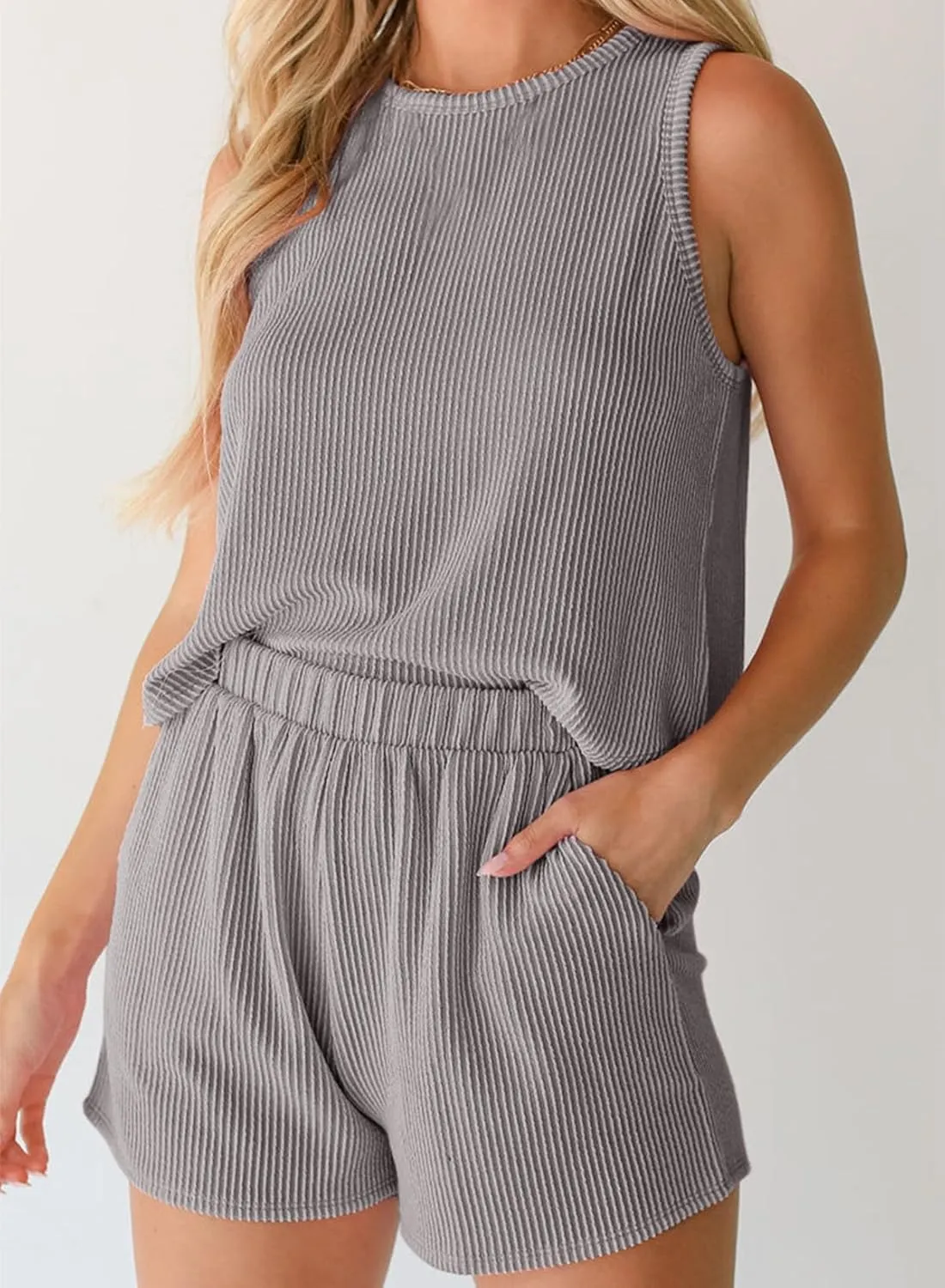 SHEWIN Women's Summer 2 Piece Outfits Shorts Sets Matching Set Loungewear 2025