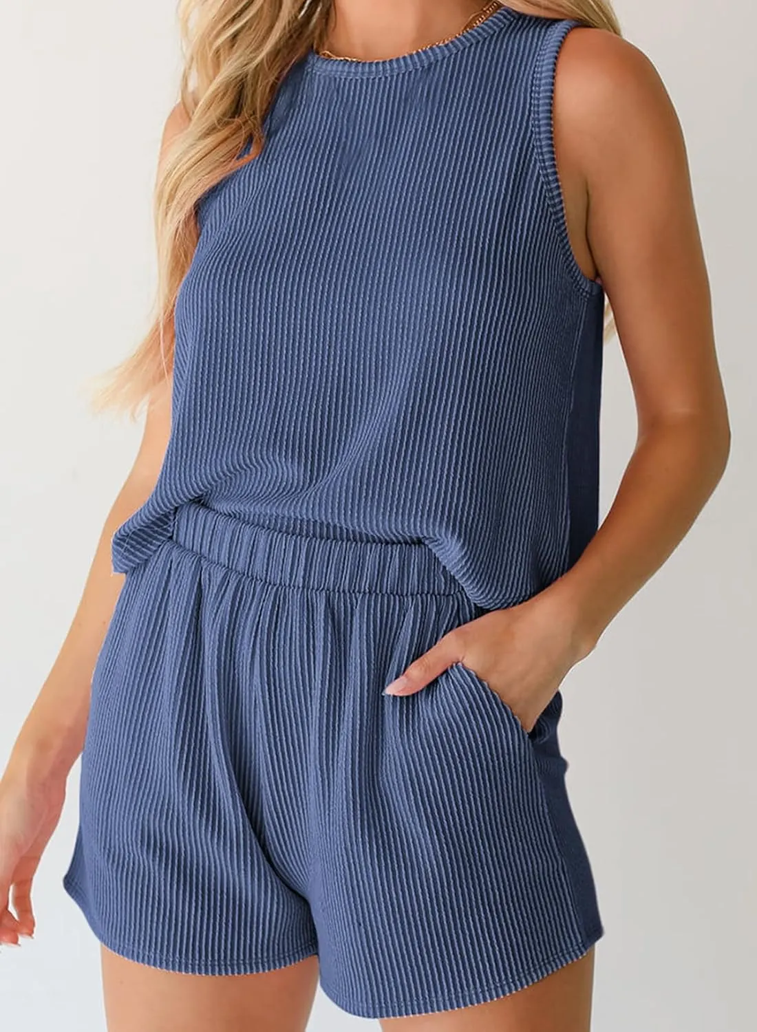 SHEWIN Women's Summer 2 Piece Outfits Shorts Sets Matching Set Loungewear 2025