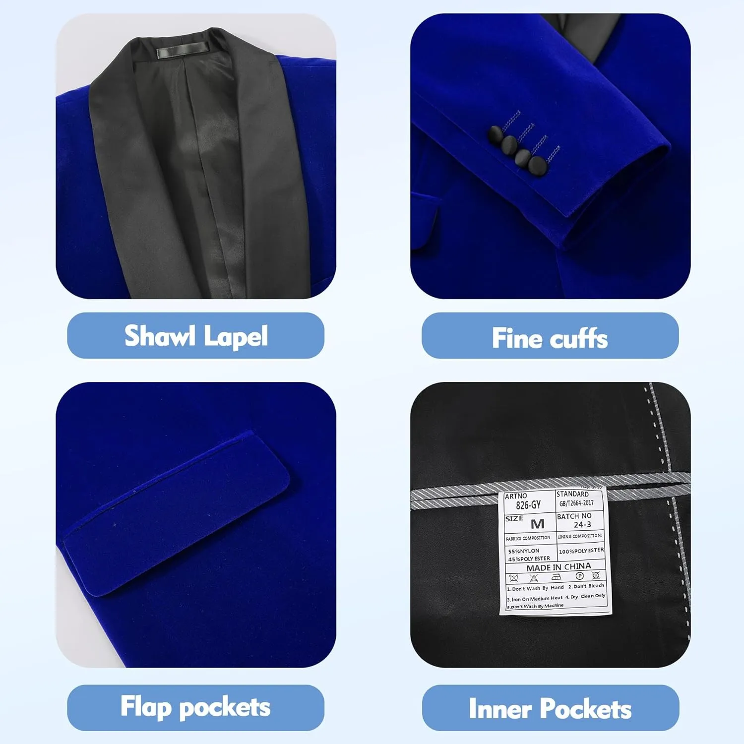 Slim Fit Suit Jacket for Men Tuxedo Blazer Velvet Shawl Lapel Solid White Shirt Bow Tie Prom Wedding Dinner Party