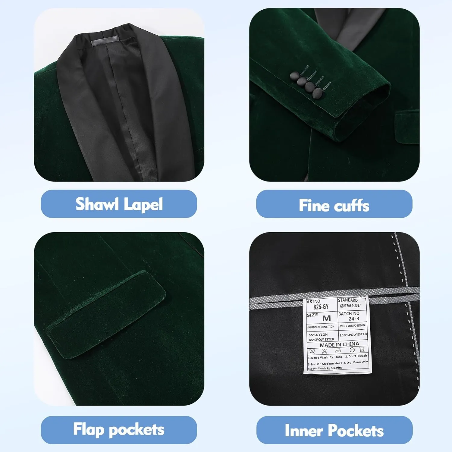 Slim Fit Suit Jacket for Men Tuxedo Blazer Velvet Shawl Lapel Solid White Shirt Bow Tie Prom Wedding Dinner Party