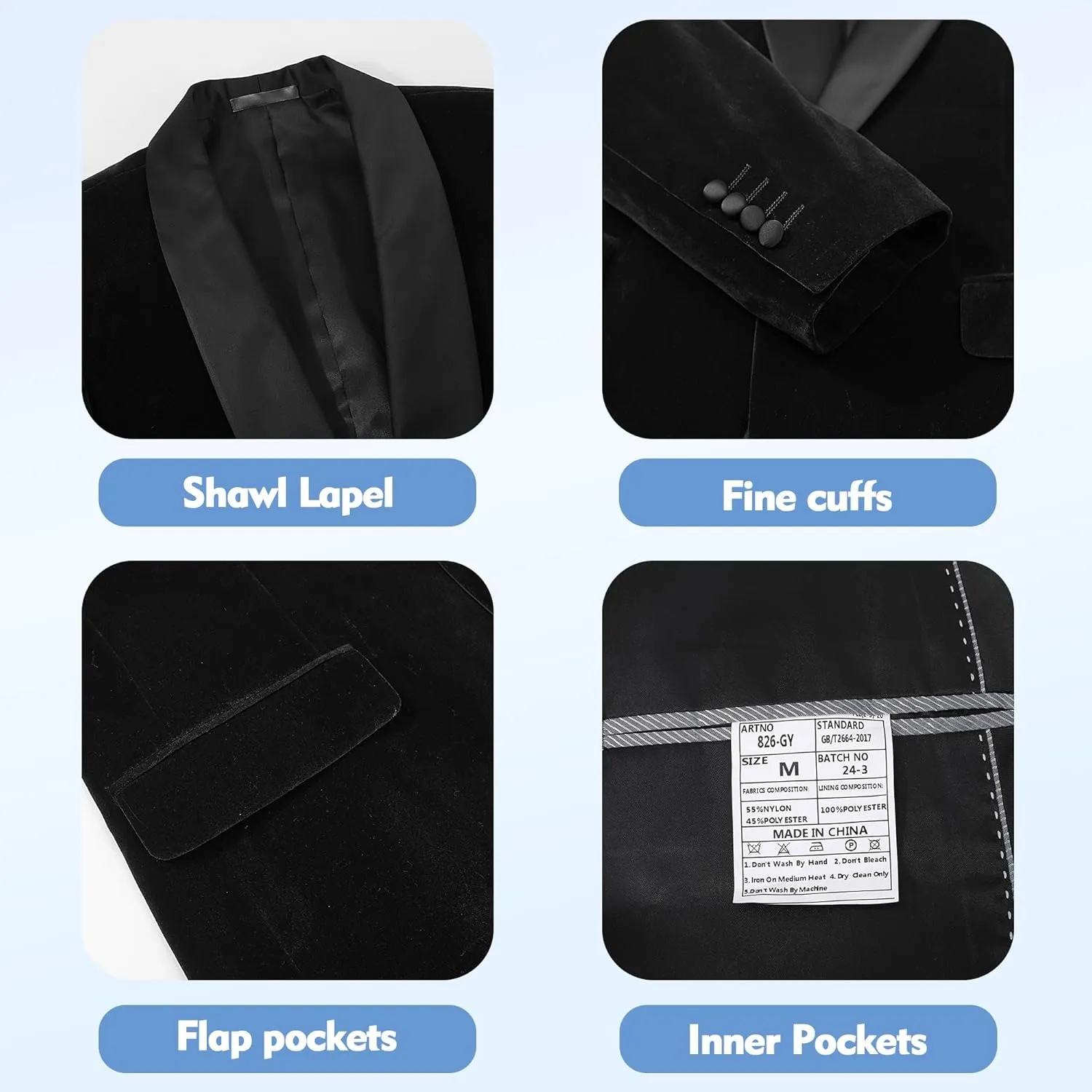 Slim Fit Suit Jacket for Men Tuxedo Blazer Velvet Shawl Lapel Solid White Shirt Bow Tie Prom Wedding Dinner Party
