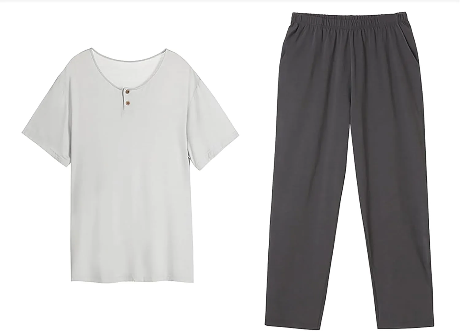 SoptoToxodo Mens Modal Pajama Sets Short Sleeve Crewneck Pajama Lounge Wear Set With Long Pants Raglan Sleepwear