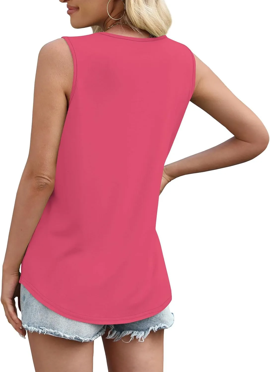 Summer Tank Tops for Women Square Neck Solid Color Sleeveless Tunics Summer Flowy Vacation Casual Shirts Top 2025