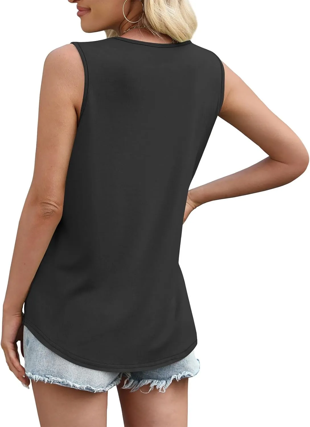 Summer Tank Tops for Women Square Neck Solid Color Sleeveless Tunics Summer Flowy Vacation Casual Shirts Top 2025