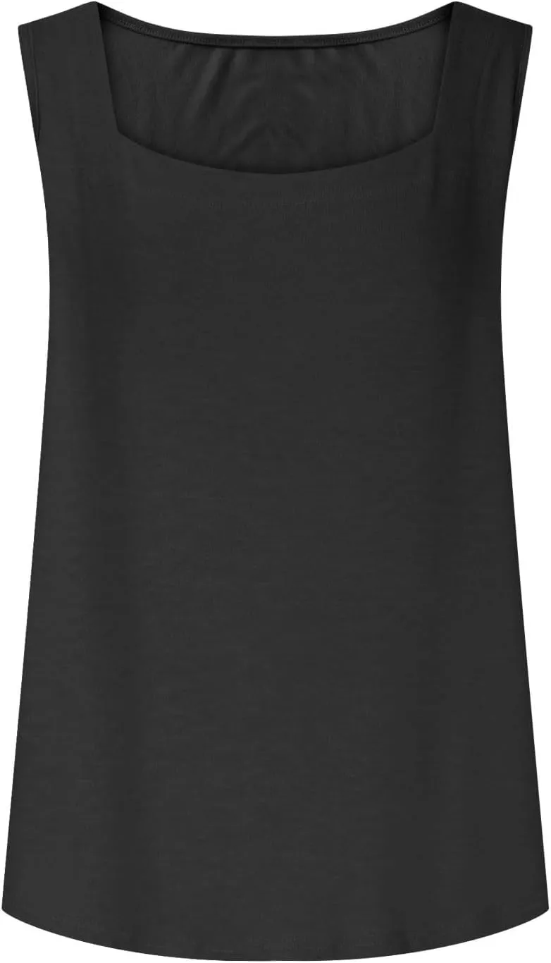 Summer Tank Tops for Women Square Neck Solid Color Sleeveless Tunics Summer Flowy Vacation Casual Shirts Top 2025