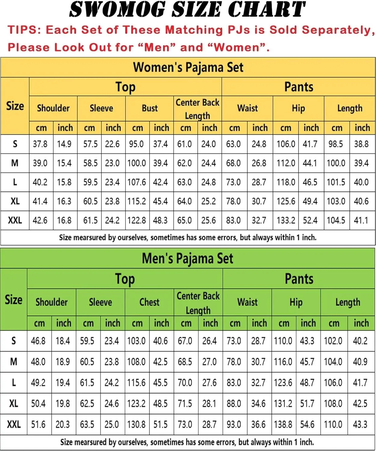 SWOMOG Men & Women Pajama Sets for Couples Long Sleeve Sleepwear Plaid Pants Loungewear Set with Pockets