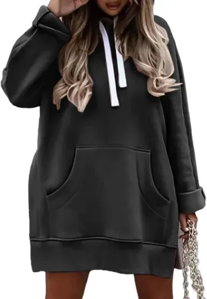 Syellowafter Women Oversized Hoodie Dress Pullover Winter Kangaroo Pocket Sweatshirt Fall Tops Casual Loungewear