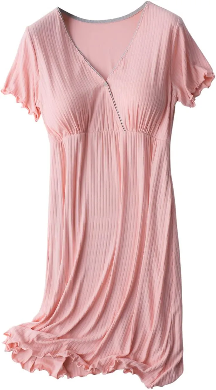 TANGNADE Nursing Dress Maternity Nightgown Sleepwear for Breastfeeding Maternity Dress Comfy Loungewear for Pregnancy