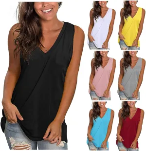 Tank Top for Women Plus Size V Neck Sleeveless Clothes Casual 2025 Casual Summer Holiday Beach Going Out Shirts