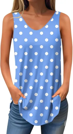 Tank Tops for Women 2025 Casual Printed V Neck Sleeveless Summer Tunics Vacation Fashion Loose Camisole Dressy Tank
