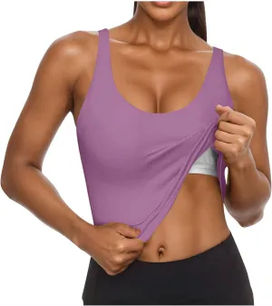 Tank Tops for Women Built in Bra Summer U Neck Sleeveless T-Shirt Summer Lightweight Solid Color Going Out Gym Camis