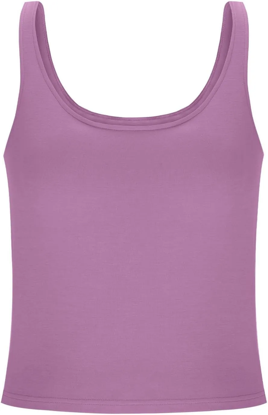 Tank Tops for Women Built in Bra Summer U Neck Sleeveless T-Shirt Summer Lightweight Solid Color Going Out Gym Camis