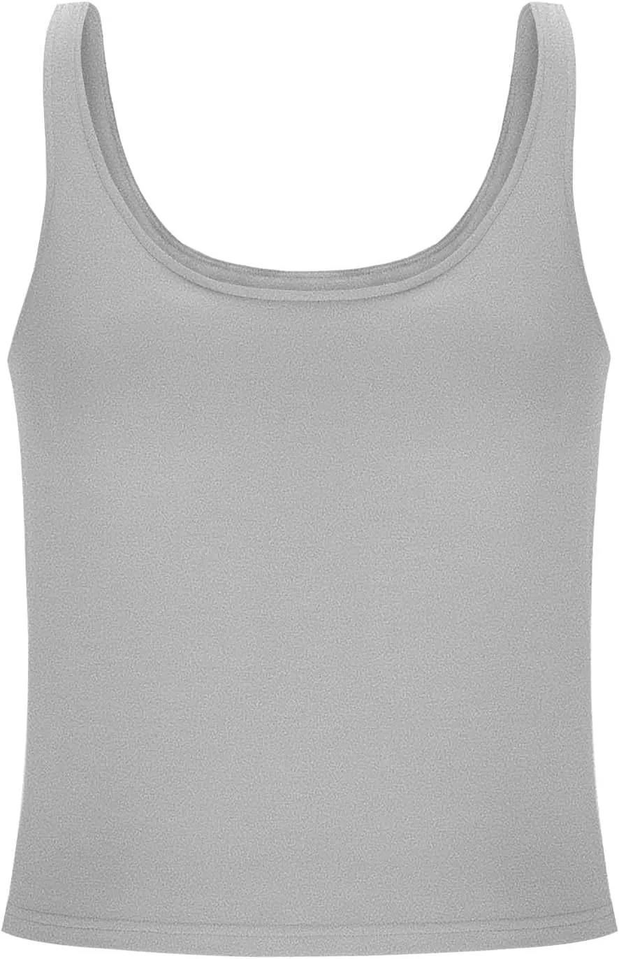 Tank Tops for Women Built in Bra Summer U Neck Sleeveless T-Shirt Summer Lightweight Solid Color Going Out Gym Camis