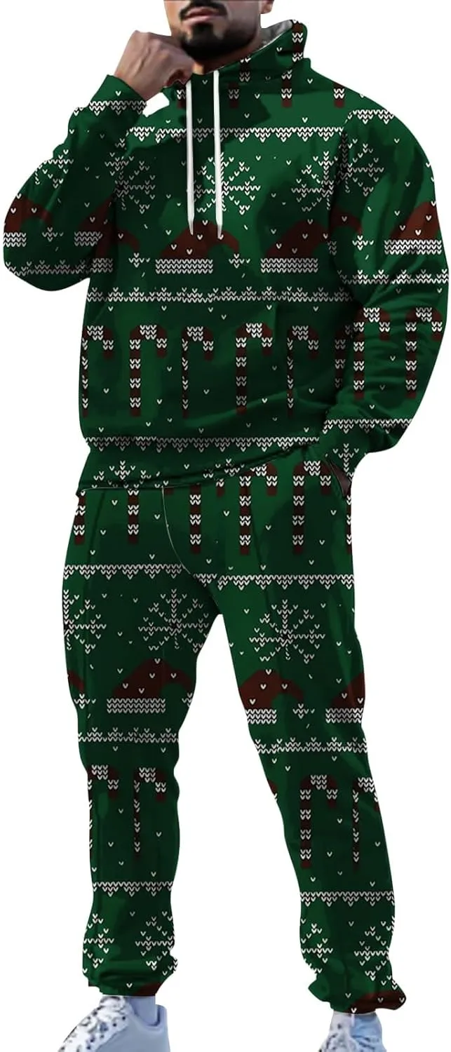 Tech Suit Fashionable Loose and Trendy 3D Printed Long Sleeved Pants Set Casual Athletic Jogging Suits Sweat Set