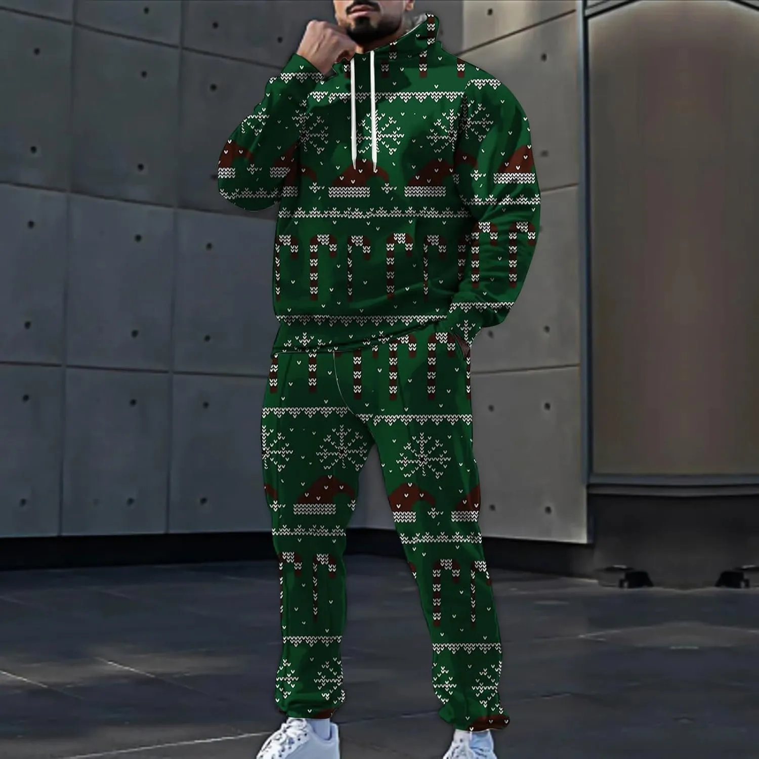 Tech Suit Fashionable Loose and Trendy 3D Printed Long Sleeved Pants Set Casual Athletic Jogging Suits Sweat Set