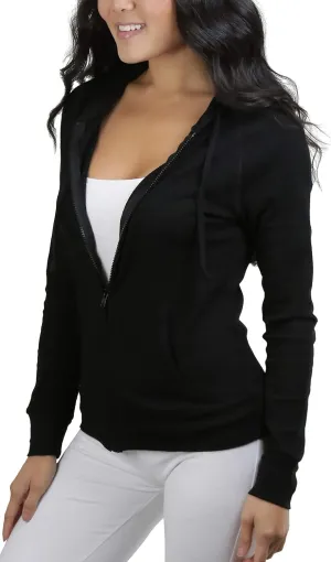 ToBeInStyle Women’s Velour Terry Active Cropped Zip-Up Jacket with Hood