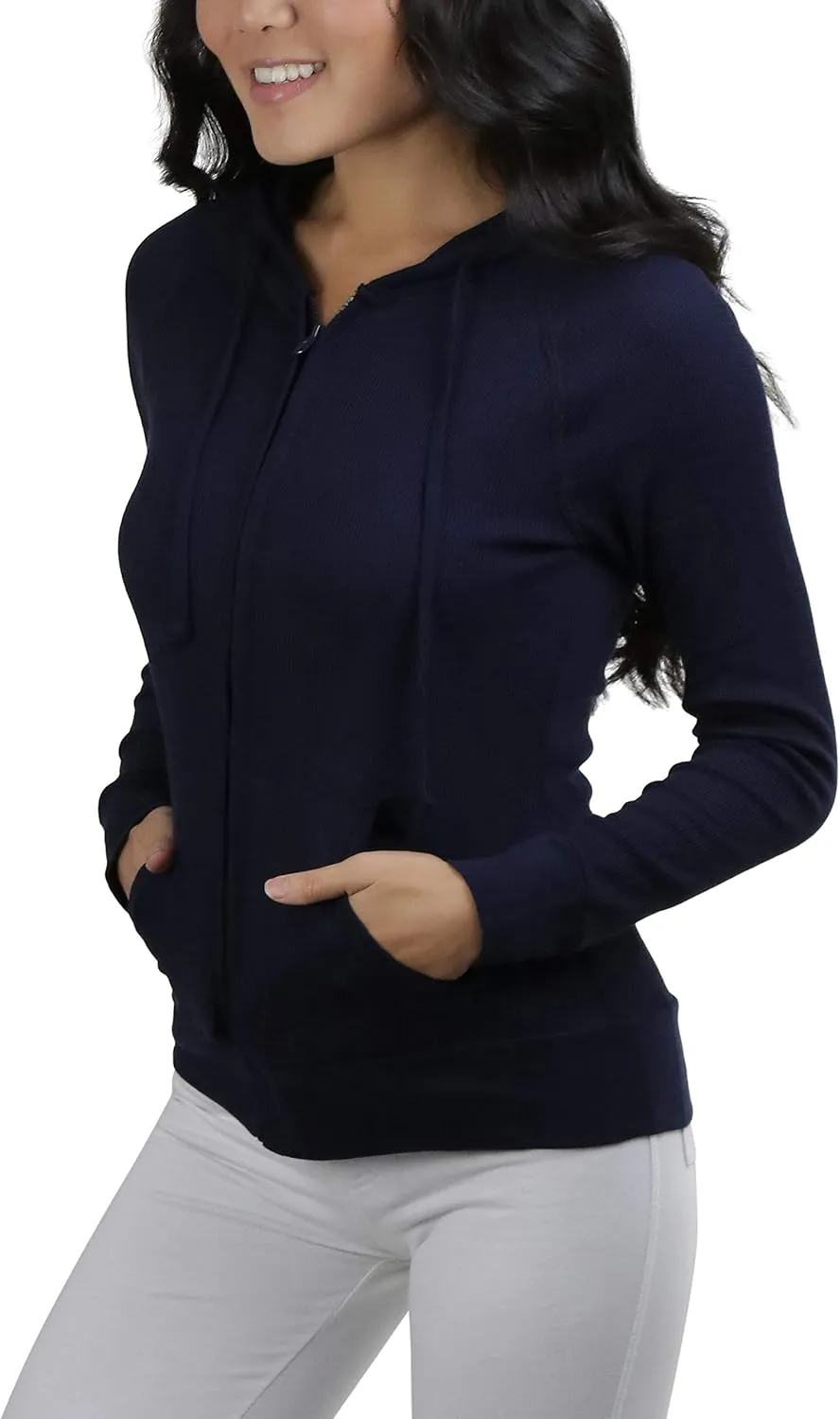 ToBeInStyle Women’s Velour Terry Active Cropped Zip-Up Jacket with Hood