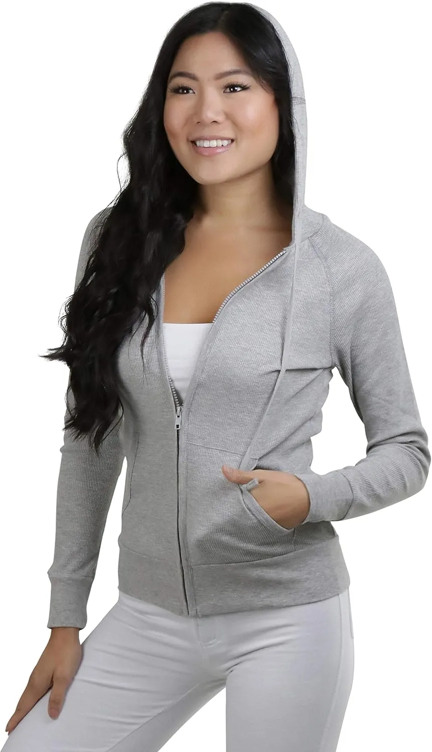 ToBeInStyle Women’s Velour Terry Active Cropped Zip-Up Jacket with Hood