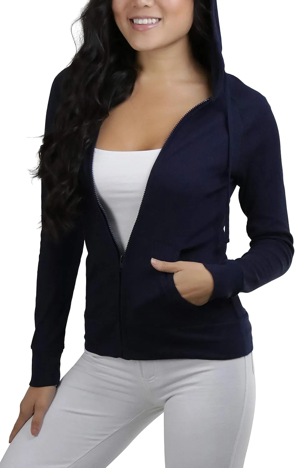 ToBeInStyle Women’s Velour Terry Active Cropped Zip-Up Jacket with Hood
