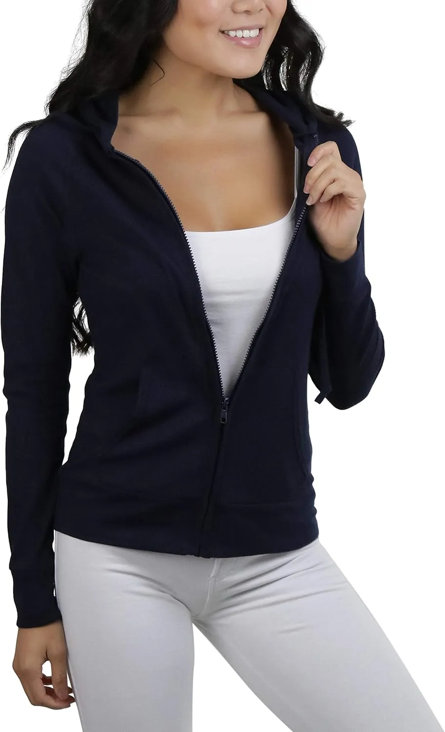 ToBeInStyle Women’s Velour Terry Active Cropped Zip-Up Jacket with Hood