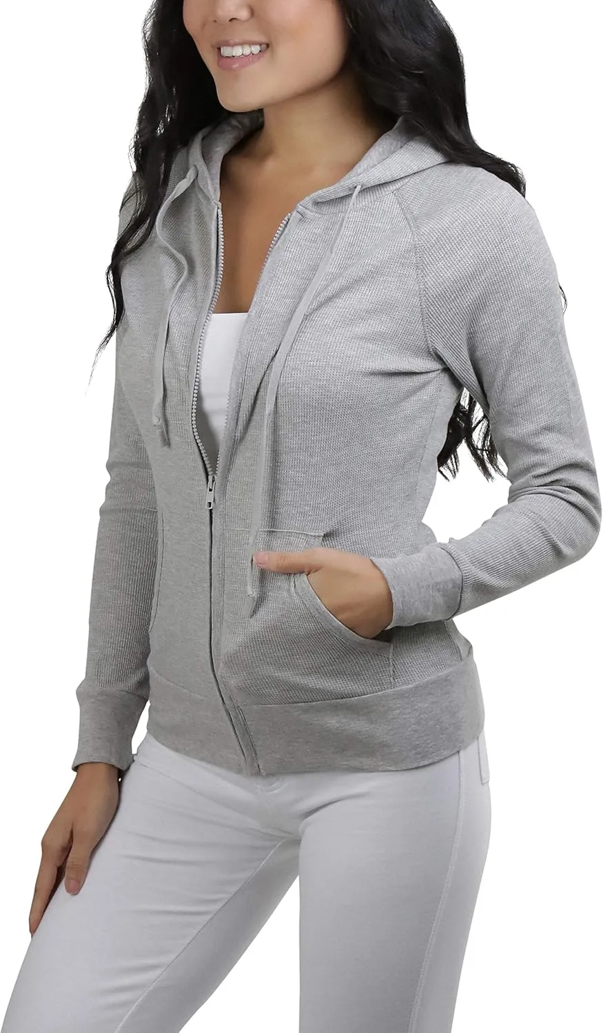 ToBeInStyle Women’s Velour Terry Active Cropped Zip-Up Jacket with Hood