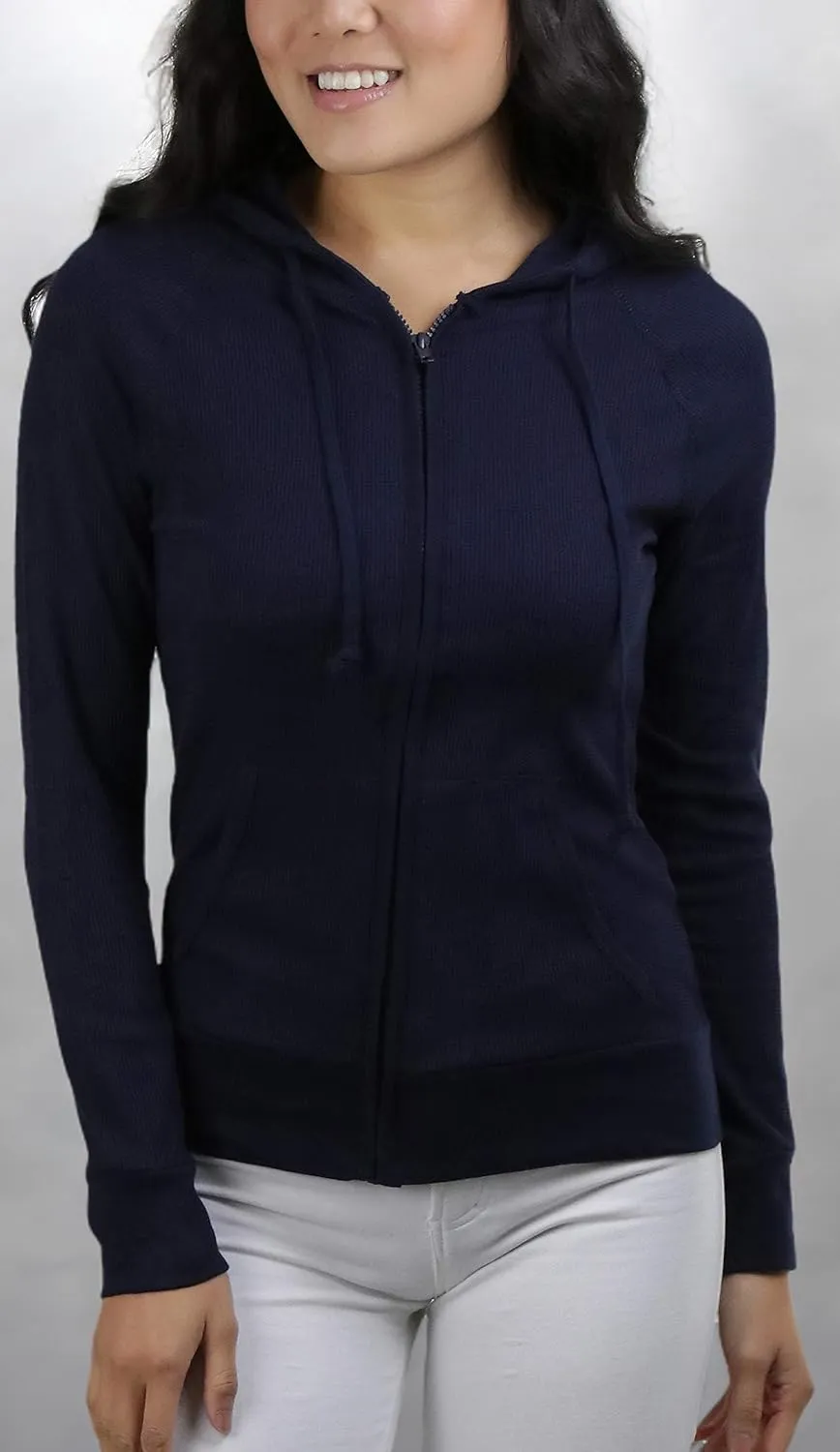 ToBeInStyle Women’s Velour Terry Active Cropped Zip-Up Jacket with Hood