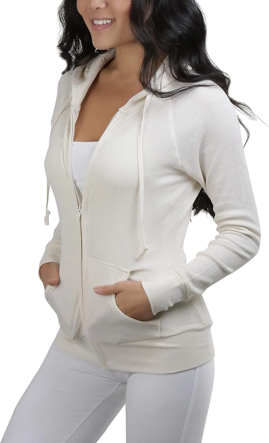 ToBeInStyle Women’s Velour Terry Active Cropped Zip-Up Jacket with Hood