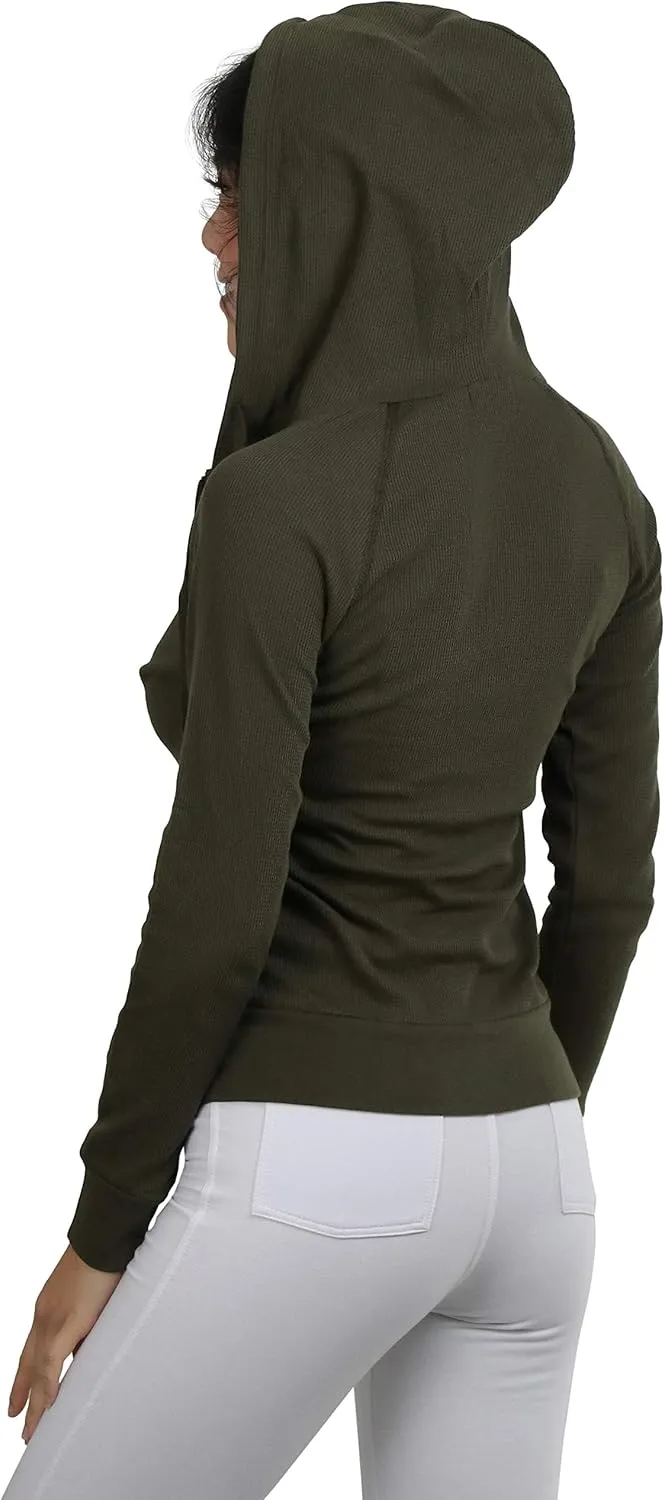 ToBeInStyle Women’s Velour Terry Active Cropped Zip-Up Jacket with Hood