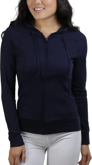 ToBeInStyle Women’s Velour Terry Active Cropped Zip-Up Jacket with Hood