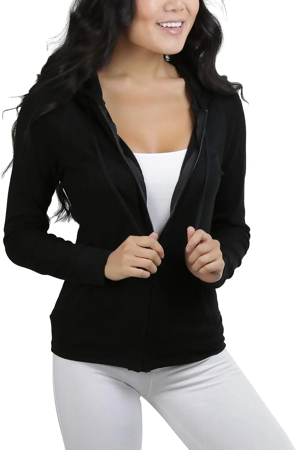 ToBeInStyle Women’s Velour Terry Active Cropped Zip-Up Jacket with Hood