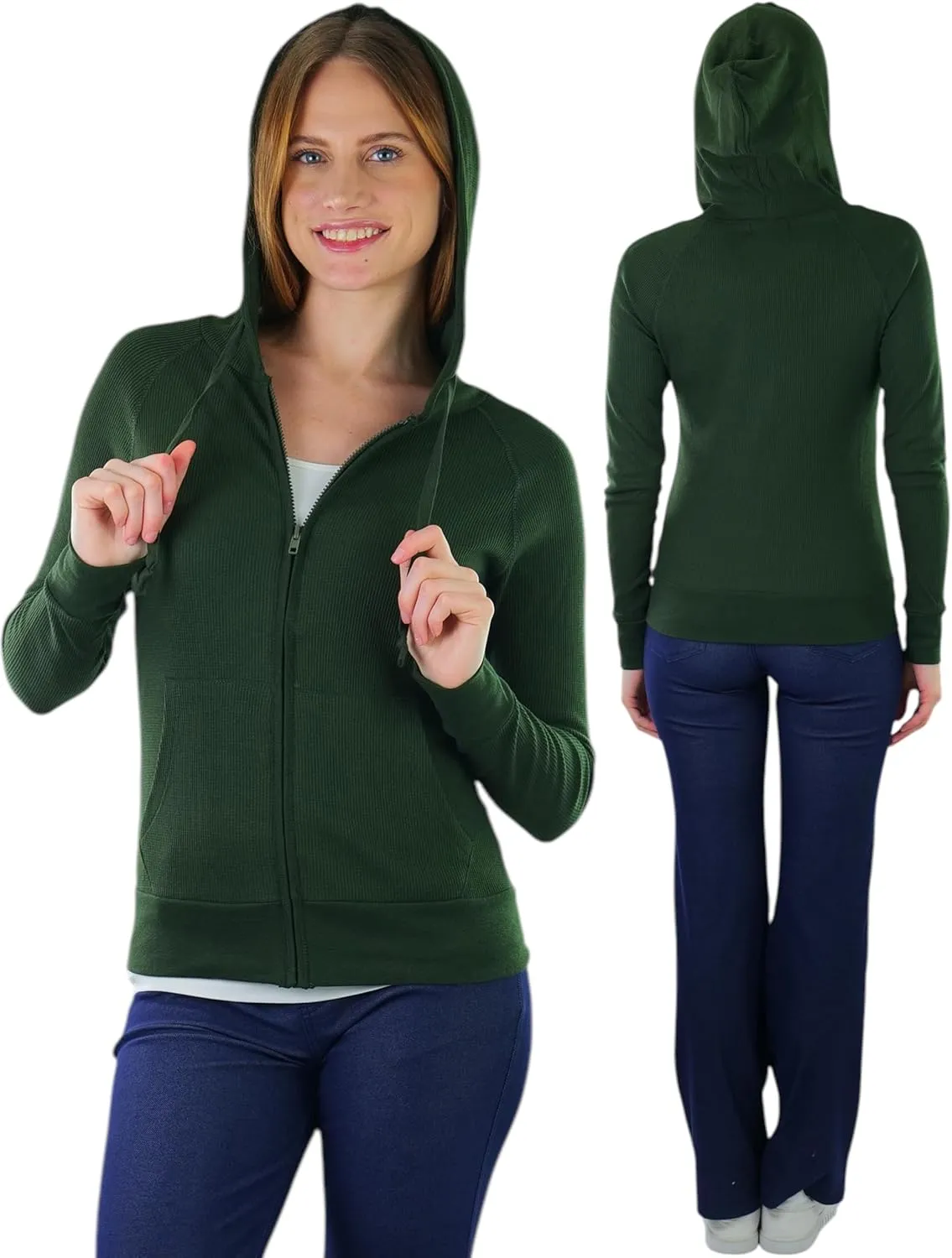 ToBeInStyle Women’s Velour Terry Active Cropped Zip-Up Jacket with Hood