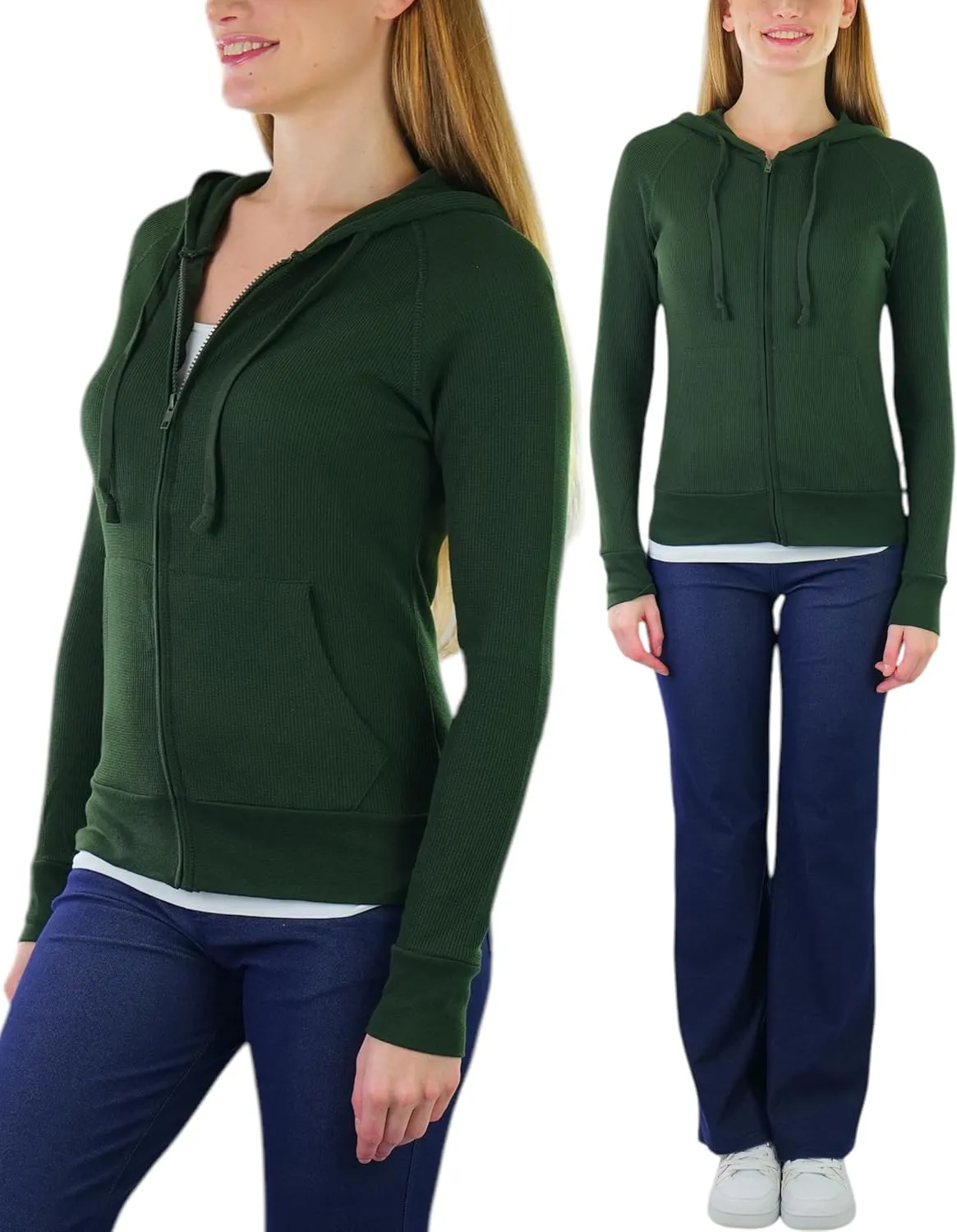 ToBeInStyle Women’s Velour Terry Active Cropped Zip-Up Jacket with Hood