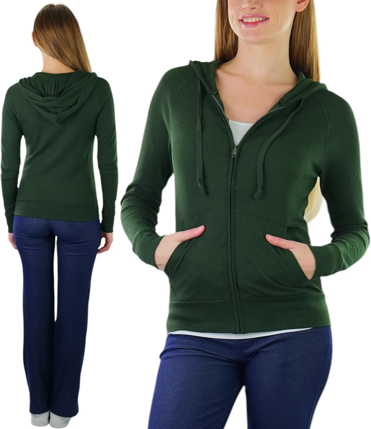 ToBeInStyle Women’s Velour Terry Active Cropped Zip-Up Jacket with Hood