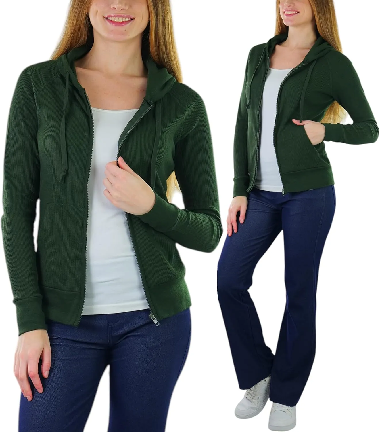 ToBeInStyle Women’s Velour Terry Active Cropped Zip-Up Jacket with Hood